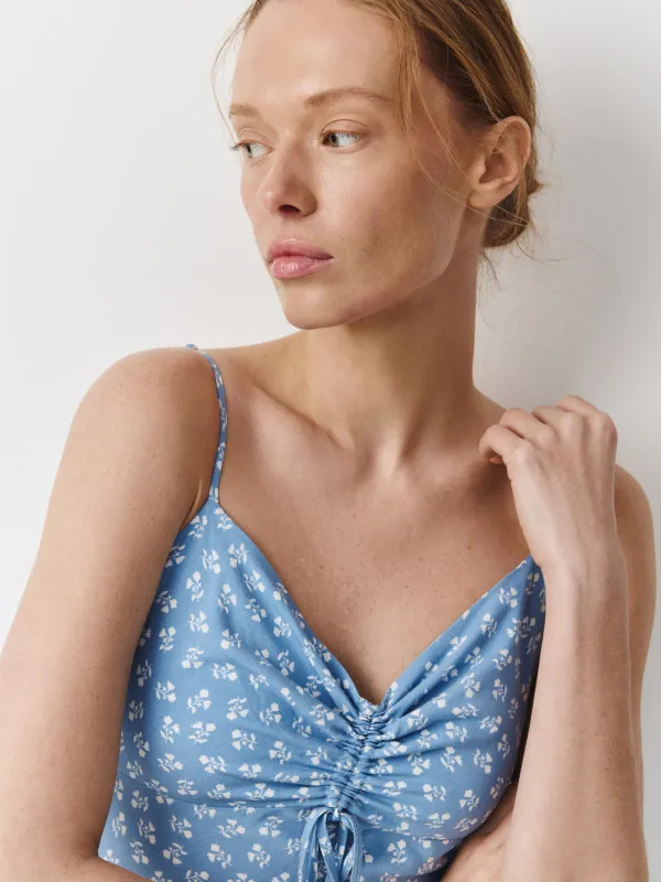 Әйелдер көйлегі, миди, өлшемі XS, белдіктері бар, вискоза, көгілдір, Гүлдер, Deborah, image-2