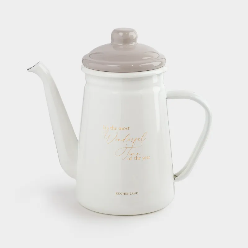 Шайнек, 1 л, эмальданған металл, сүт түстес, Wonderful Time, Autumn eamel