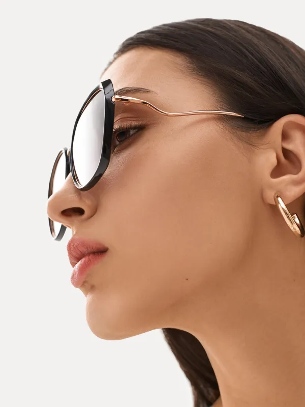 Күннен қорғайтын көзілдірік, пластик / металл, қара, Үлкен, геометриялық, image-4