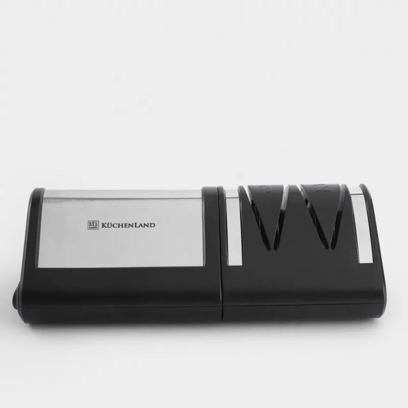 Точило для ножей, 21 см, два этапа заточки, электрическое, пластик/сталь, черное, Accessories