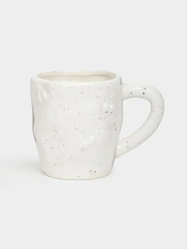 Кружка, 330 мл, керамика D, молочная, в крапинку, Вишни, Relief, image-0