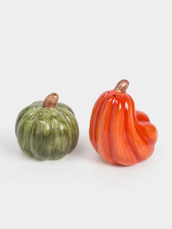 Тұз және бұрыш жиынтығы, 8 см, керамика, қызғылт сары/жасыл, Асқабақ, Forest symphony, image-0