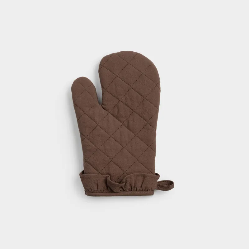 Прихватка-варежка, 18х28 см, хлопок, с рюшами, серо-бежевая, Ruffles