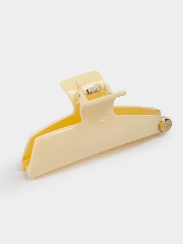 Заколка для волос, 12 см, акрил/металл, светло-бежевая, Крабик, Hair basic, image-0