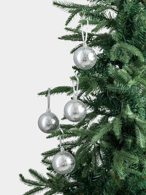 Шырша ойыншығы, 6 см, 4 дана, пластик, күміс, Шар, Ball sparkle, image-3