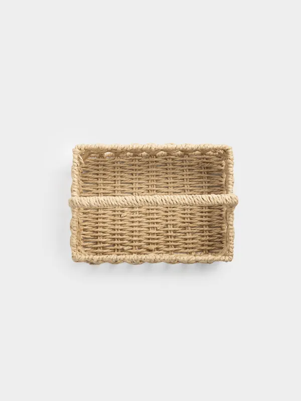 Корзина для хранения, 25х18 см, плетеная, с ручкой, целлюлоза, прямоугольная, Braided, image-3