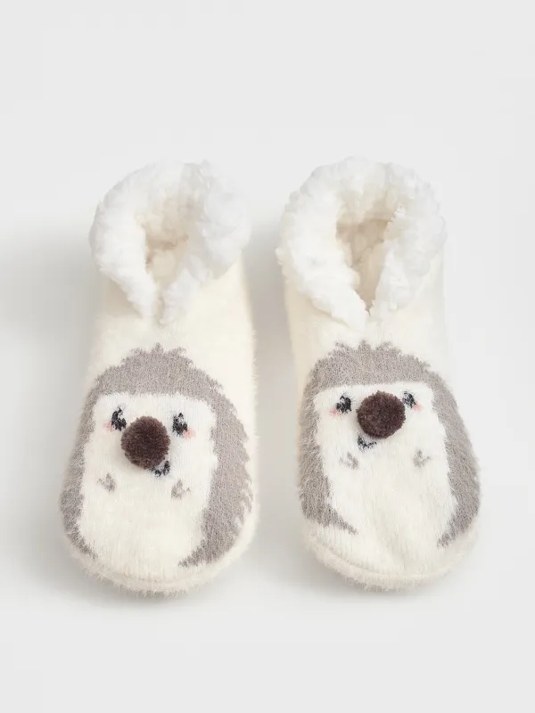 Әйелдер шұлықтары, үйге арналған, өлшемі 36-38, помпоны бар, акрил/шерпа, сүт түстес, Кірпі, Funny warm, image-4