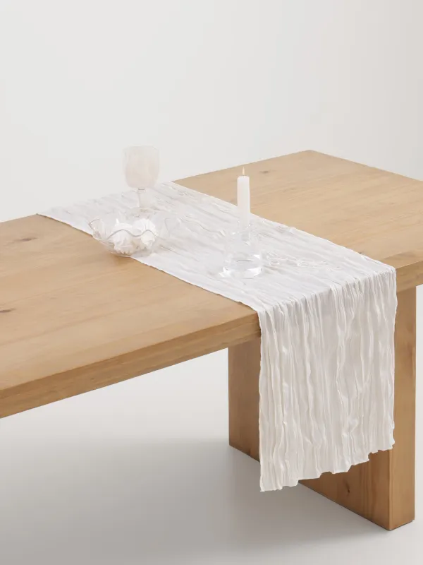 Дорожка настольная, 40х160 см, полиэстер, белая, Мятый эффект, Wavy white, image-6