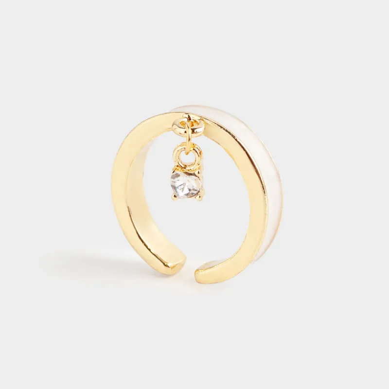 Кольцо, р. S-M, единый размер, с подвеской, металл, золотисто-бежевое, Сердце, Jewelry heart