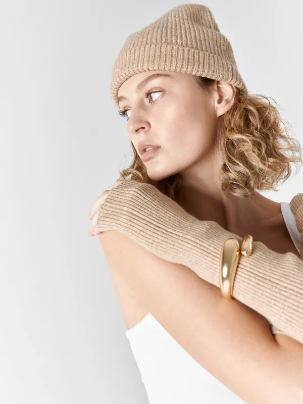 Әйелдер қолғаптары, ұзартылған, бірыңғай өлшем, полиэстер/акрил, құм, Knitting, image-7