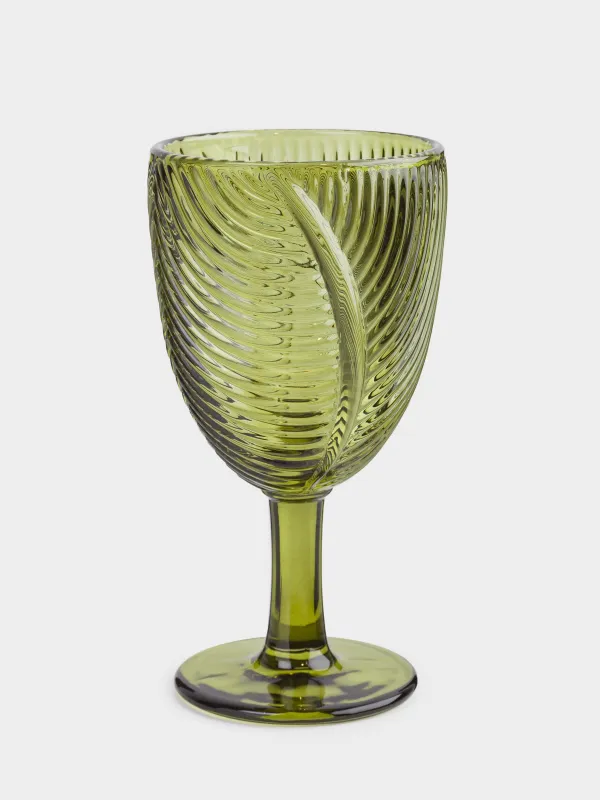 Бокал-кубок для вина, 260 мл, стекло Р, зеленый, Тропические листья, Tropical leaves, image-0