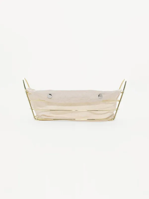 Корзина для хлеба, 27x20 см, хлопок/металл, овальная, молочная/золотистая, Twist gold, image-1