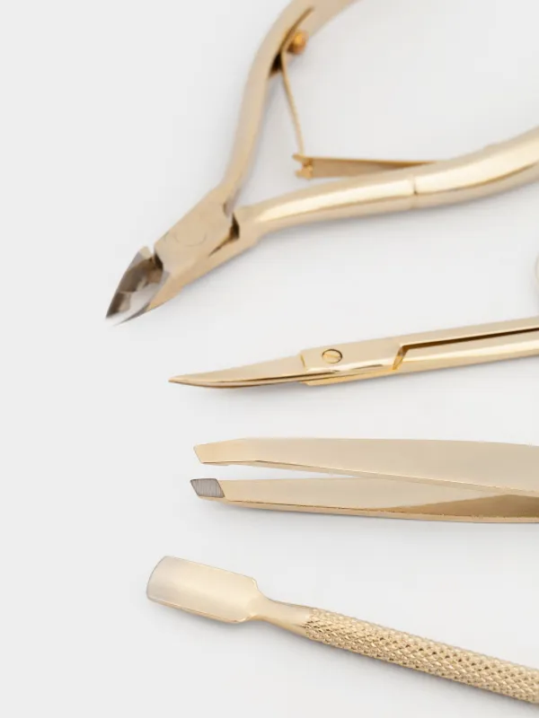 Маникюр жиынтығы, 4 зат, құтыда, болат/полиуретан, алтын, Manicure gold, image-5