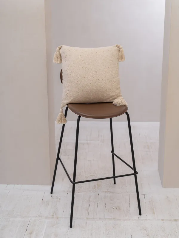 Сәндік жастық, 45х45 см, шашақтары бар, мақта/люрекс, сарғыш, Зигзаг, Strike, image-2