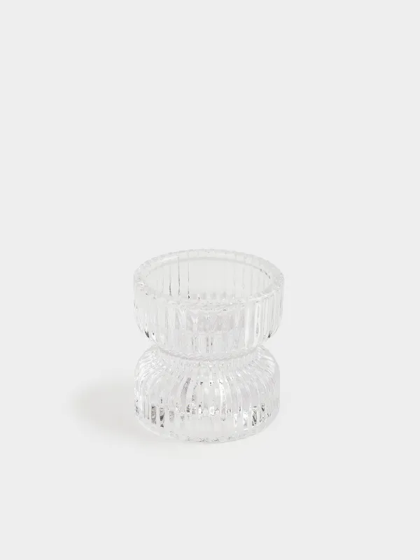 Шам ұстағыш, 6 см, жіңішке/шай шамына арналған, шыны, Ribedic, image-1