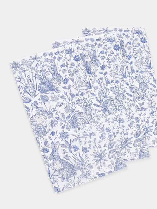 Қағаз майлықтар, 33х33 см, 20 дана, төртбұрышты, ақ және көк, Қояндар мен балапандар, Tradition Easter, image-2