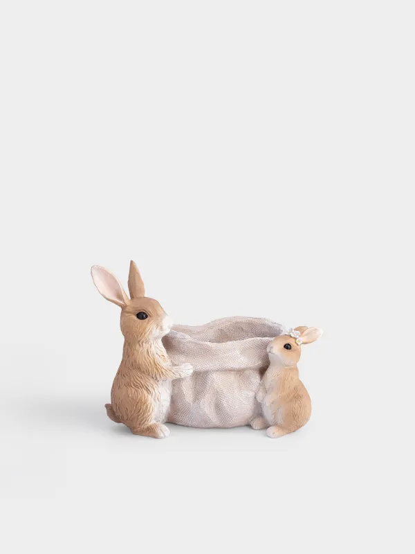 Кәмпит ыдысы, 24х19 см, полирезин, сарғылт-қоңыр, Қояндар, Easter, image-0