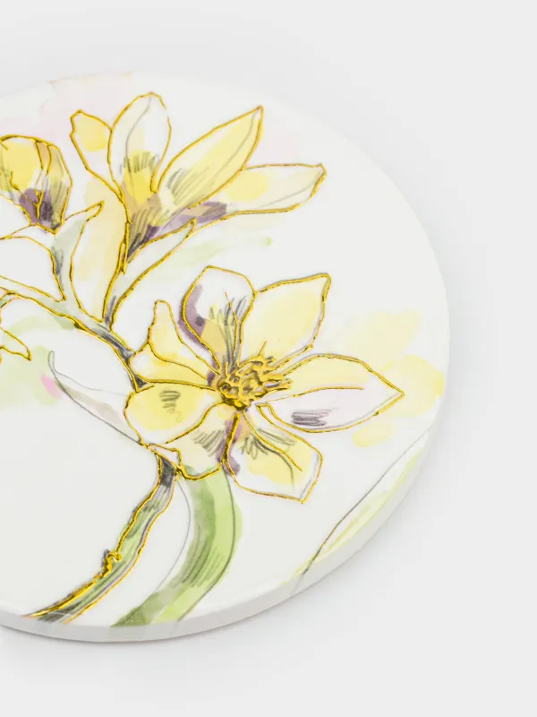 Саптыаяқ тұғыры, 11 см, дөңгелек, керамика/тығын, ақ, Гүлдер, Bloome, image-2