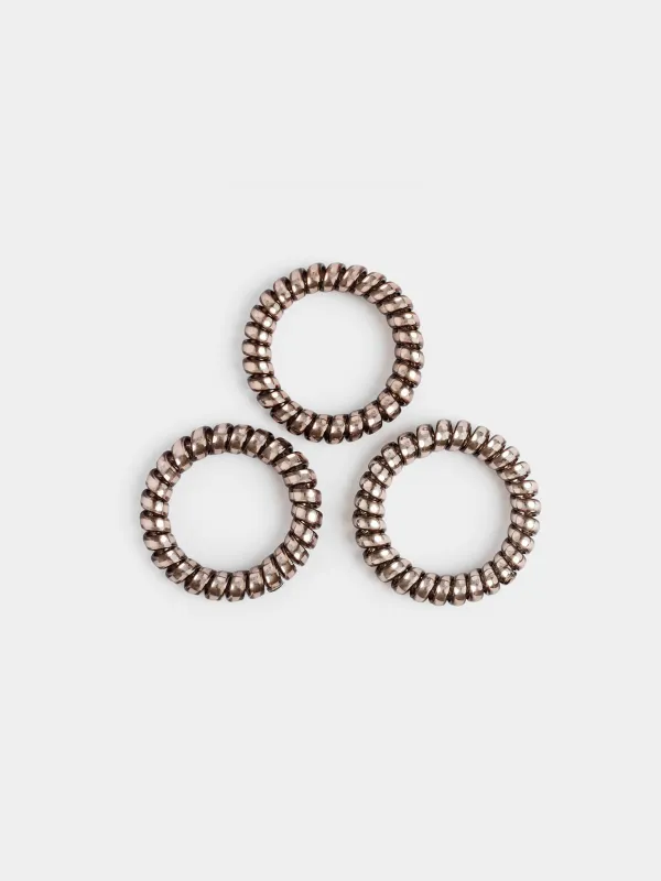 Резинка для волос, 5 см, 3 шт, ТПУ, серая, Спираль, Helix, image-0