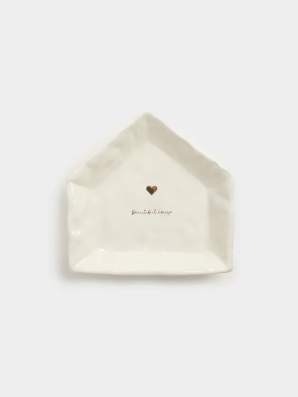 Кесе, 14х3 см, керамика, сүт және алтын түстес, Әдемі үй, Snow sparks, image-0