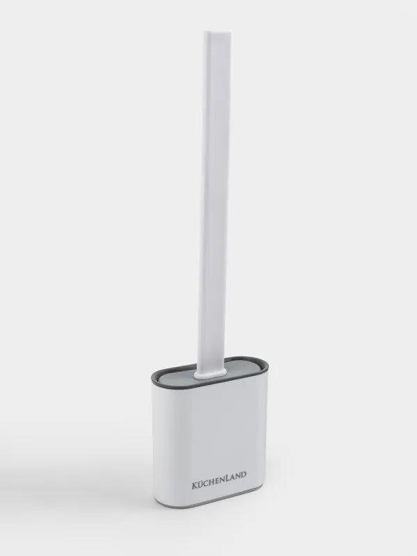 Ерш туалетный, 35 см, с подставкой, гибкий, резина/пластик, белый, Click, image-1