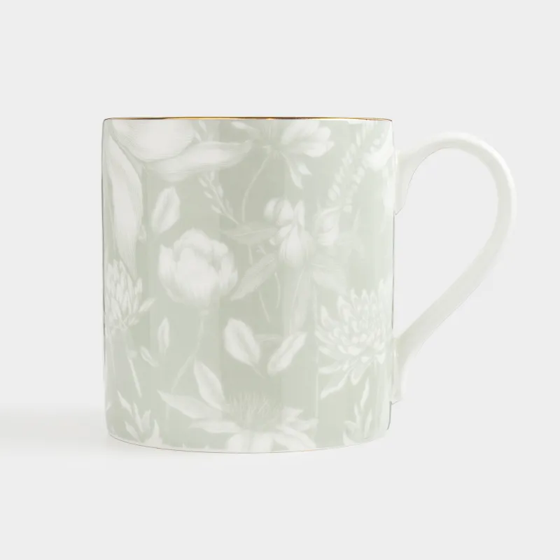 Кружка, 380 мл, 2 шт, фарфор F, с золотистым кантом, желтая/зеленая, Нежные цветы, Surreal, image-2