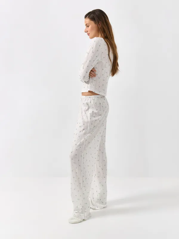 Әйелдер кардиганы, үйге арналған, өлшемі L, ұзын жеңді, полиэстер/мақта, ақ, Бантиктер, Melavi, image-3