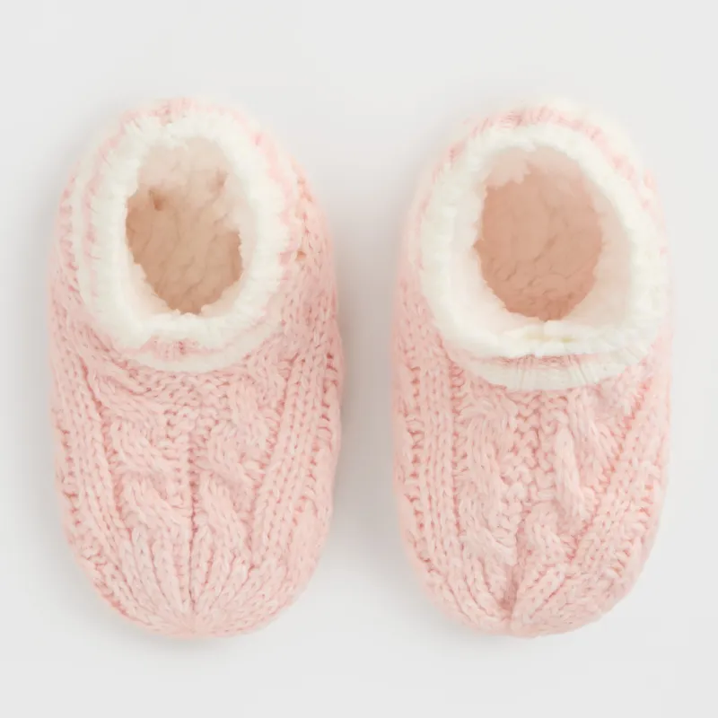 Балалар шұлықтары, үйге арналған, өлшемі 27-29, акрил/шерпа, қызғылт, Өрімдер, Knitted soft