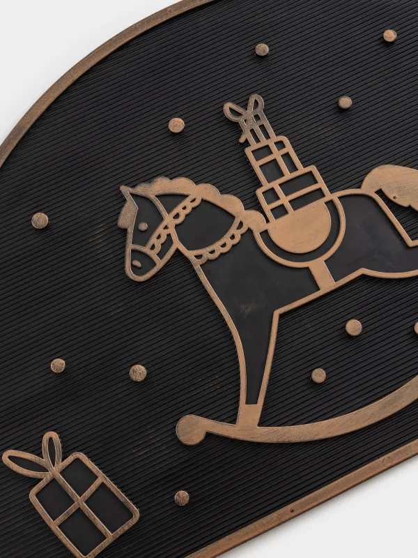 Есік алды кілемшесі, 45х75 см, резеңке, жартылай шеңберлі, қара-күміс, Welcome, Home deco, image-1