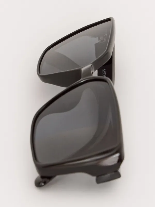 Очки солнцезащитные, пластик, квадратные, черные, Geometric, image-2