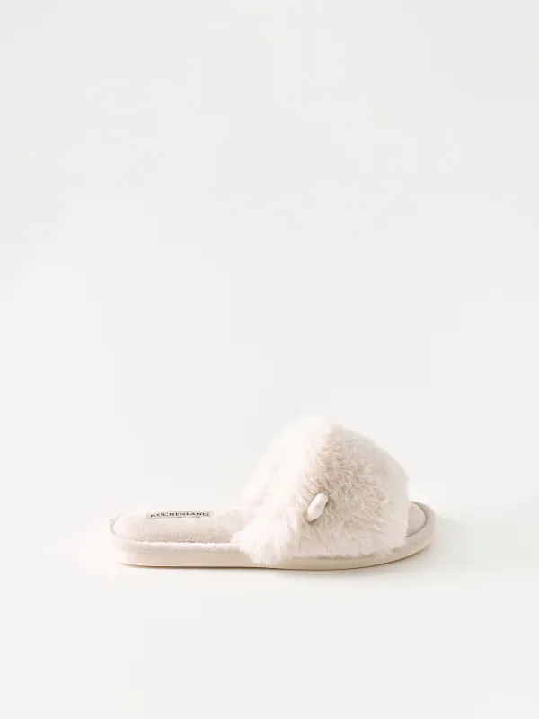 Әйелдер тәпішкелері, үйге арналған, өлшемі 36-37, полиэстер, сүт түстес, Fur, image-0