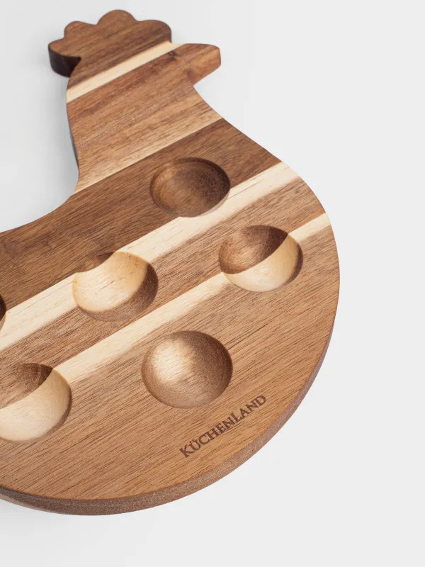 Жұмыртқа тұғыры, 26х26см, 6 бөлім, ағаш, Тауық, Noble tree, image-2