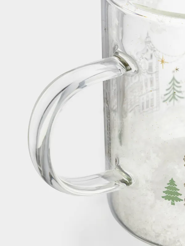 Кружка, 350 мл, с блестками и со снегом, Дома, Air decor, image-2