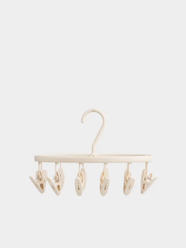 Шұлықтар мен іш киімдерге арналған кептіргіш, 12 киім қыстырғыш, аспалы, пластик, сарғылт-қоңыр, Compact, image-0