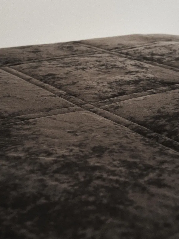 Төсек жапқыш, 220х240 см, сырылған, барқыт/микрофибра, қою қоңыр, Шаршылар, Stitch velvet, image-3