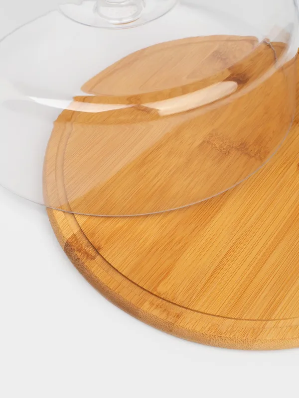 Блюдо с крышкой, 28х10 см, бамбук/пластик, круглое, Bamboo, image-1