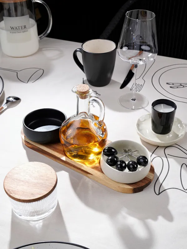 Тіскебасарларға арналған жиынтық, 3 зат, тұғырда, таяқшалары бар, керамика/ағаш, ақ-қара, Noble tree, image-6