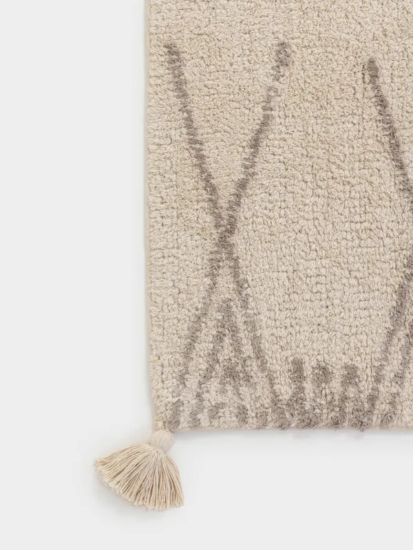 Кілем, 80x150 см, қылшықтары бар, мақта, құм, гауһар тастар, Ромбтар, image-4