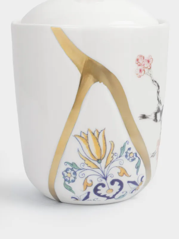 Емкость для хранения, 9x13 см, 380 мл, фарфор N, бело-золотистая, Кинцуги, Revival, image-4