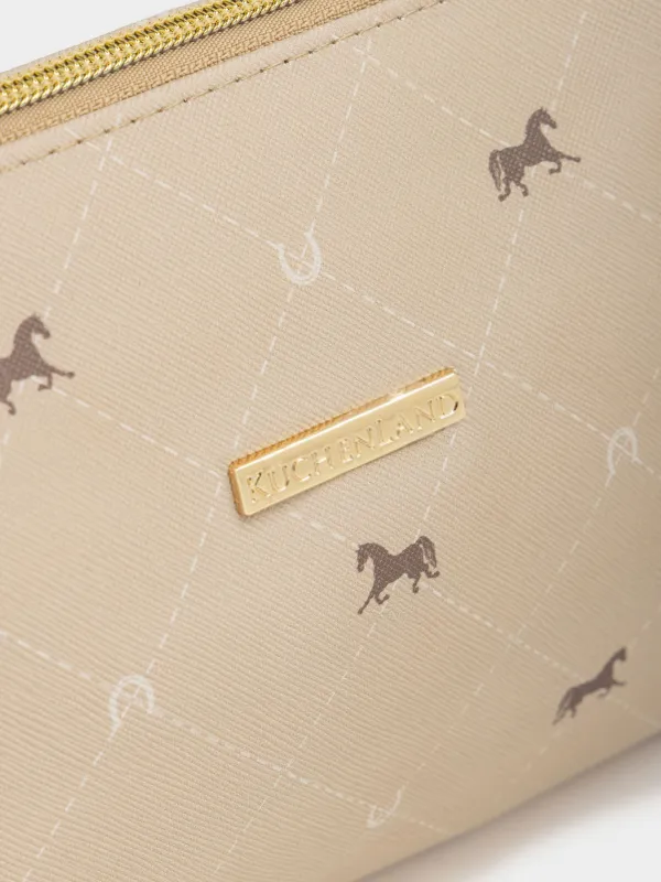 Косметичка, 19х14 см, полиуретан, бежевая, Лошади, Beauty horse, image-2