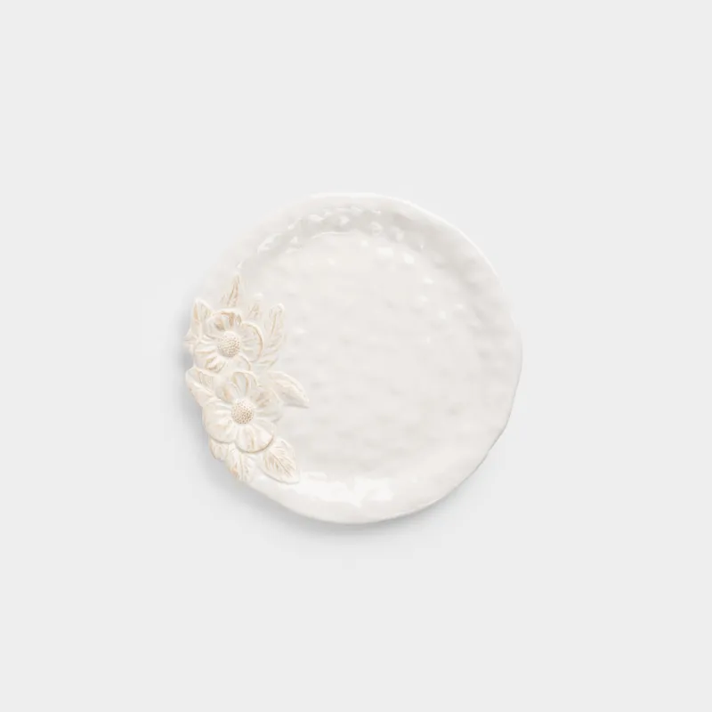 Блюдо, 24 см, керамика D, молочно-бежевая, Цветы, Bloomer