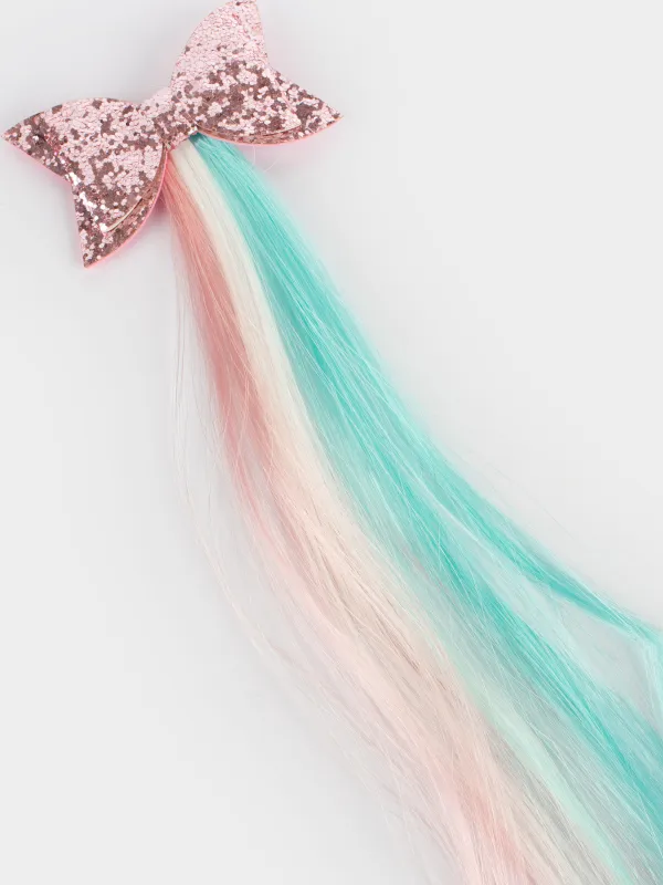 Заколка для волос, 46 см, детская, с прядями, полиэстер/металл, Бантик, Hairstyle, image-2