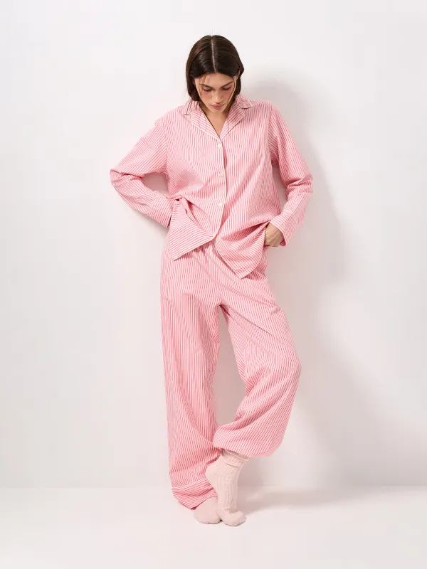 Брюки женские, домашние, хлопок/вискоза, розовые, Полоска, Lonisa, image-0