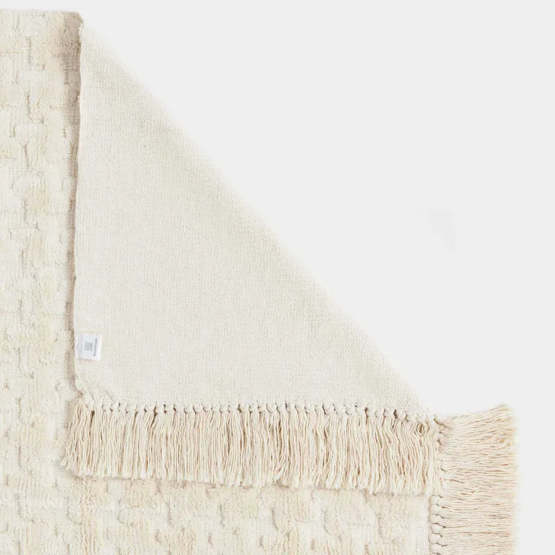 Кілем, 80х150 см, шашағы бар, мақта, құм, Textured, image-2