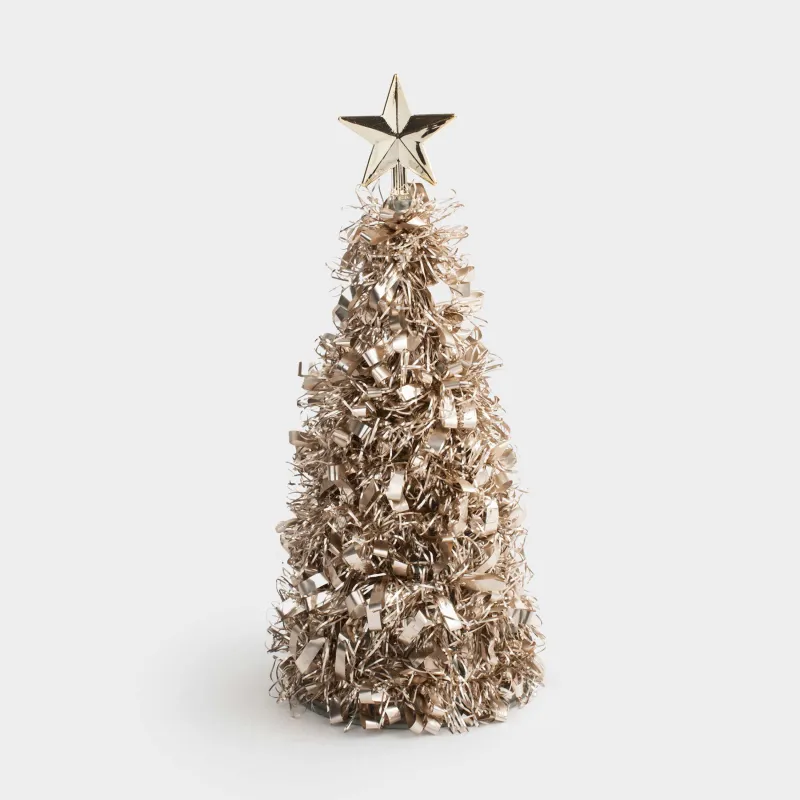 Шырша жасанды, 25 см, шырша жылтырағы/пластик, шампан, Ірі шырша жылтырағы, Tinsel christmas