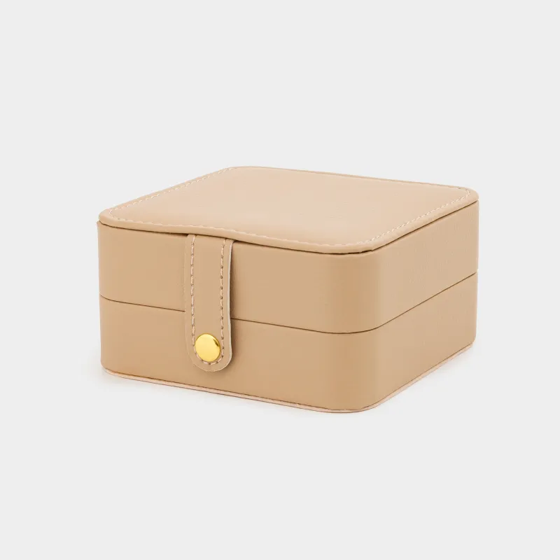 Шкатулка для украшений, 11х11 см, искусственная кожа/МДФ, бежевая, Premiere small