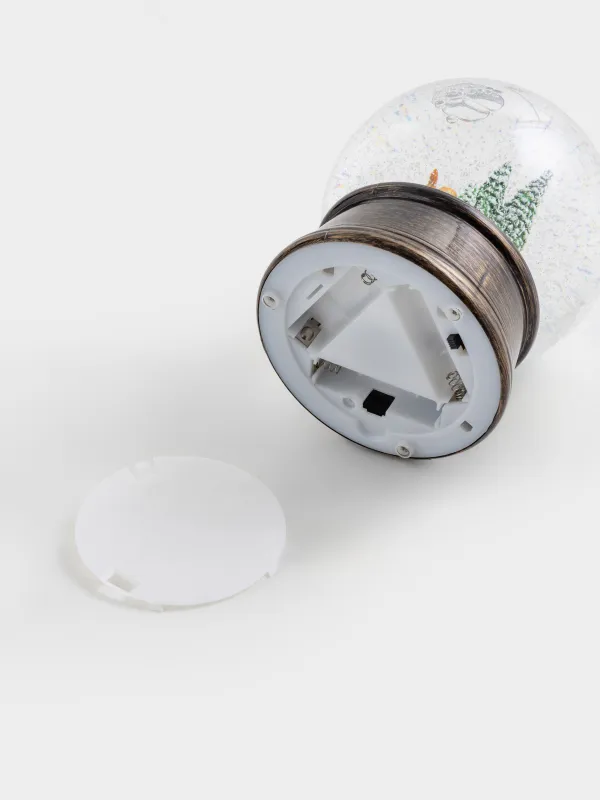 Снежный фонарь, 15 см, с подсветкой, пластик, бронзовый, Олени в лесу, Bronze style, image-5