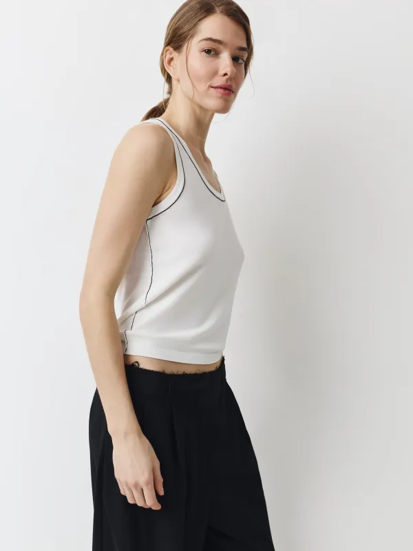 Әйелдерге арналған топ, өлшемі XS, контрастты жиегі бар, вискоза/нейлон, ашық сарғылт-қоңыр, Anselma, image-1