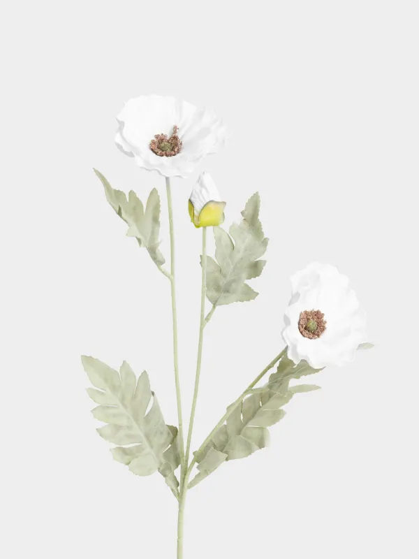 Ветка декоративная, 68 см, Белый мак, Poppy garden, image-1