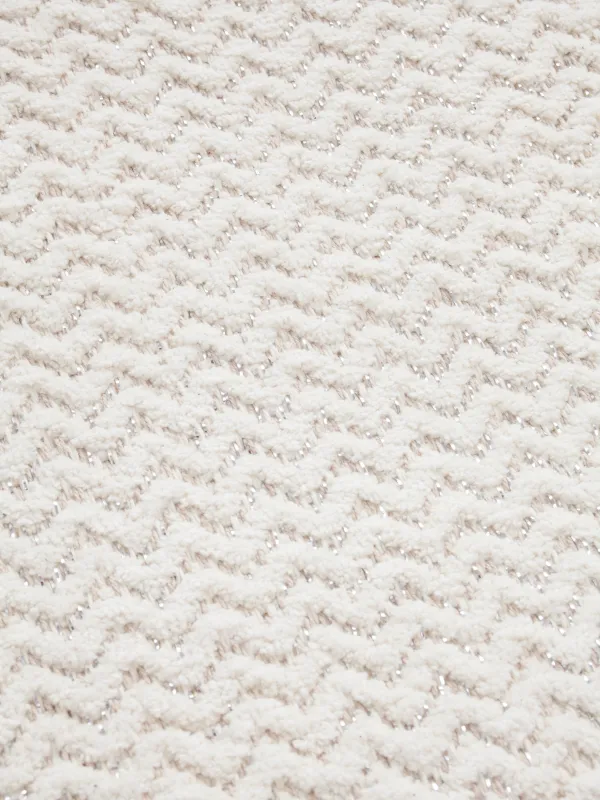 Кілемше, 50х80 см, мақта, сүт түстес және сарғылт-қоңыр, Люрексі бар иректер, Shiny threads, image-2